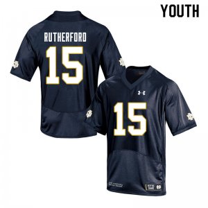 Notre Dame Fighting Irish Youth Isaiah Rutherford #15 Navy Under Armour Authentic Stitched College NCAA Football Jersey NDN5699NR